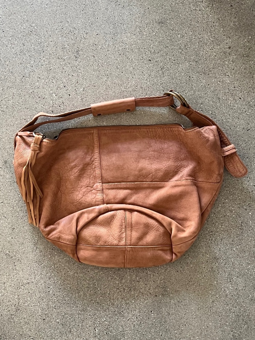 Brown Leather R.P.S I Rock Paper Scissors boho bag